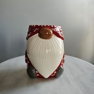 Pottery Barn Red, White and Gray Ceramic Gnome Mug